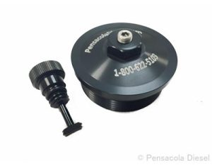 6.0L Billet Fuel Filter Cap with Drain Plug